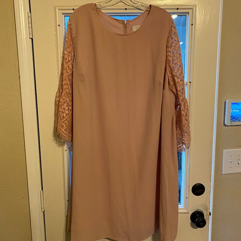 Peach lace shift dress